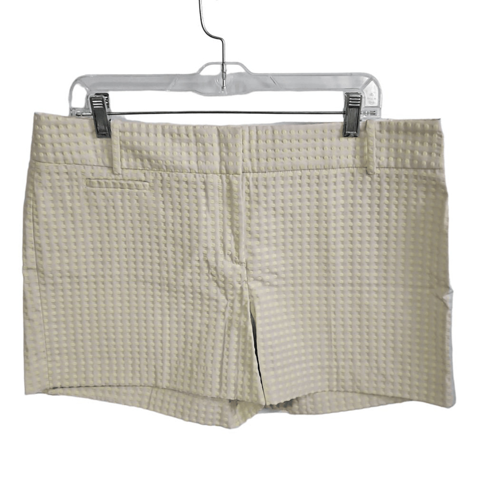 Loft Women's Size 12 Hampton Flat Front Chino Shorts Yellow Textured Polka Dots